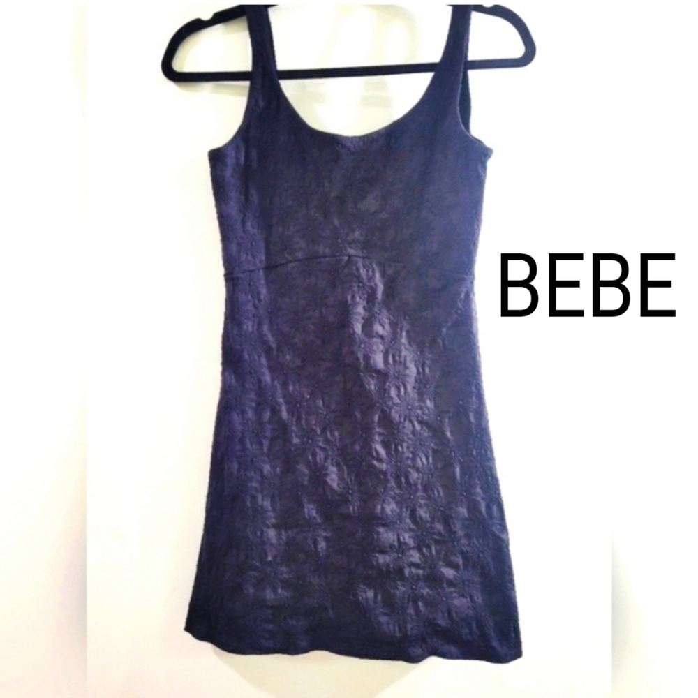 BEBE stretchy Embrodered Daisies Bodycon Mini Dress S